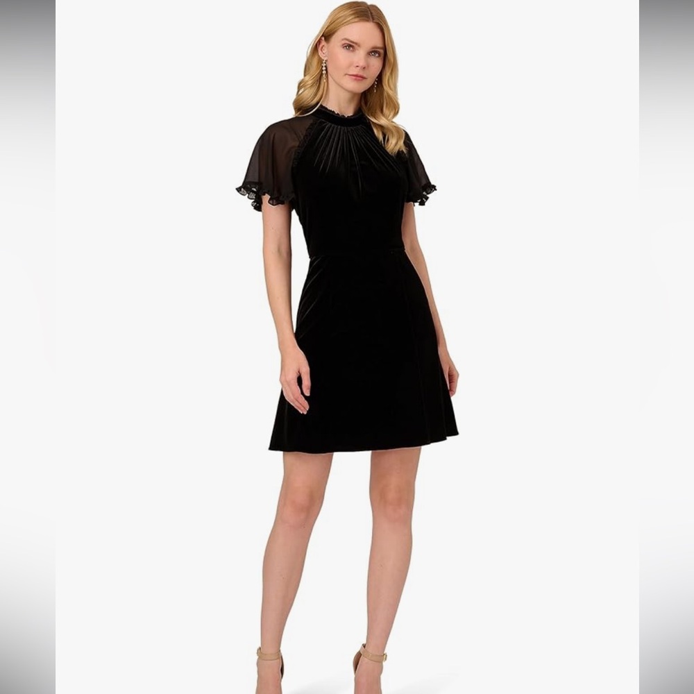 Adrianna Papell Black Velvet Mini Dress